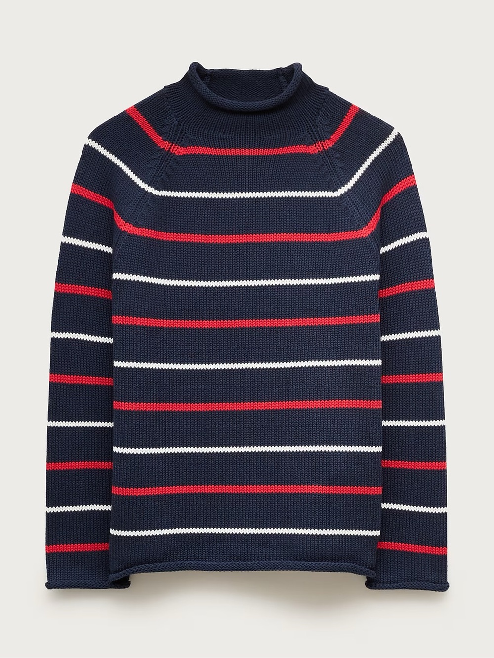 J. Crew Navy Turtleneck Sweater with Red & White Stripes